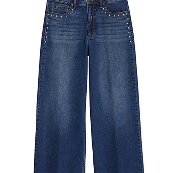Nine West Dark Blue Wide Leg Jeans with Studs - Picture 3 of 6